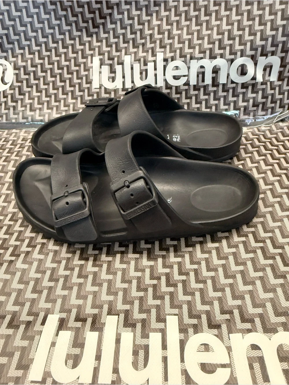 Birkenstock Black Two-Strap Arizona EVA Slide Sandals